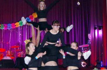 acrobatics of the cheerleaders inspires at eibenberger carnival